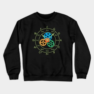 Circle of Fifths Mechanical Clock Style Yellow Green Crewneck Sweatshirt